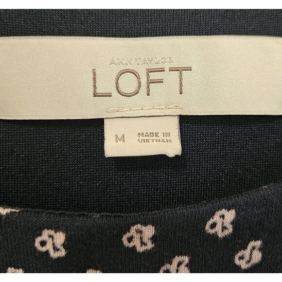 LOFT Ann Taylor Women's M Dress Navy Blue Pink Short Flutter Sleeve Stretch - Picture 3 of 6